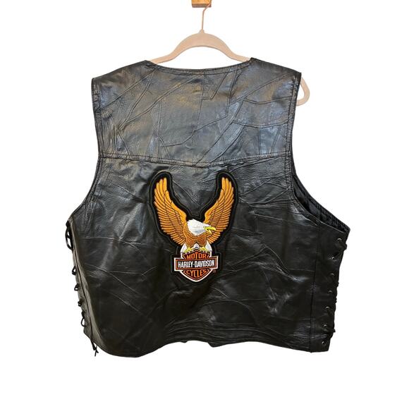Harley Davidson Rocky Ranch Hides Rock Men's Genuine Hog Leather Biker Vest 2X - Picture 5 of 6